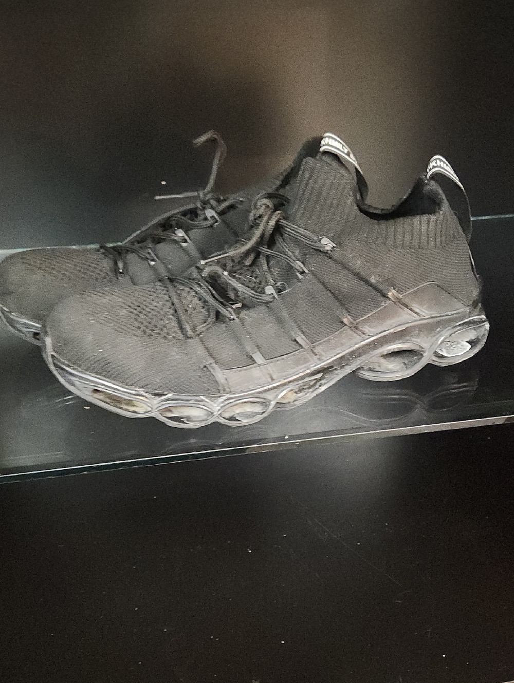 All-Black Knit Athletic Sneakers Steel Toed